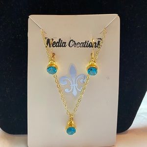Light Blue Crystal Necklace and Earrings Set.